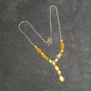 Green and yellow lariat necklace